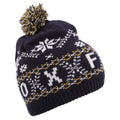 Navy - Front - Unisex Fairisle Pattern Oxford Winter Bobble Hat
