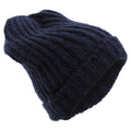 Navy - Front - Womens-Ladies Knitted Winter Slouch Beanie Hat
