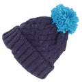 Navy-Blue - Front - Childrens-Kids Knit Feel Bobble Hat