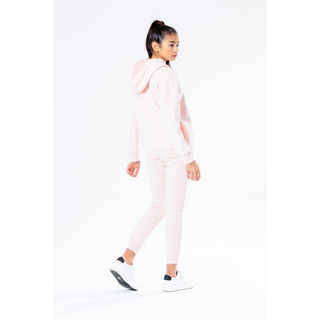 Light Pink-White Melange - Side - Hype Childrens-Kids Script Hoodie And Joggers Set