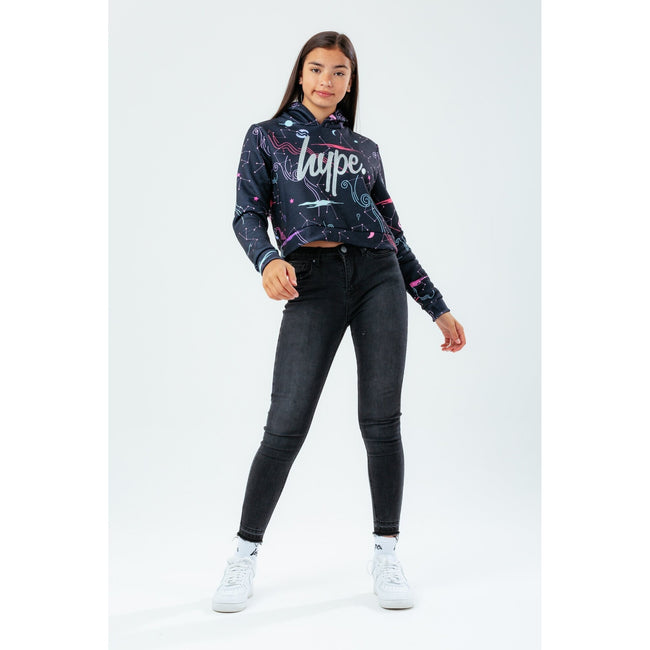 Navy - Back - Hype Girls Galaxy Crop Hoodie