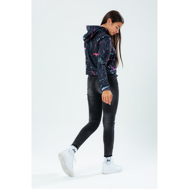 Navy - Side - Hype Girls Galaxy Crop Hoodie