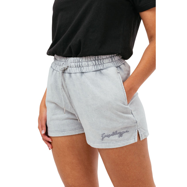 Light Grey - Front - Hype Womens-Ladies Baggy High Waist Jersey Shorts