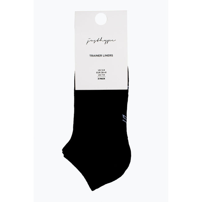 Black - Back - Hype Womens-Ladies Trainer Socks (Pack of 3)