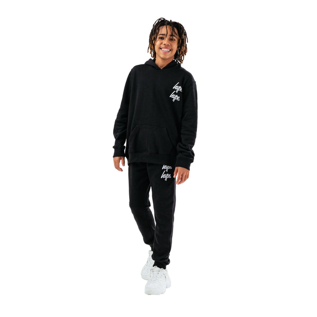 Black - Front - Hype Childrens-Kids Double Logo Tracksuit Set