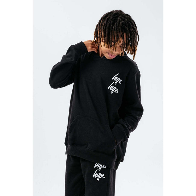 Black - Side - Hype Childrens-Kids Double Logo Tracksuit Set