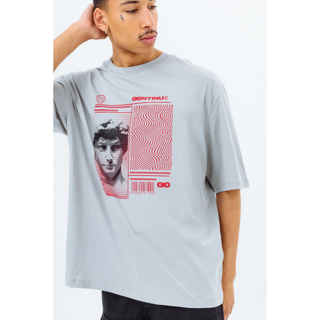 Grey - Side - Hype Unisex Adult Continu8 Oversized T-Shirt