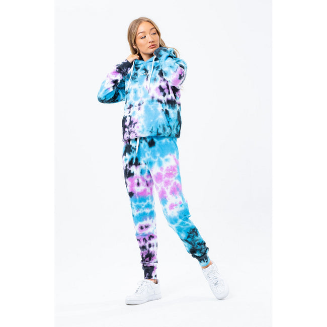 Blue-Purple-Black - Back - Hype Womens-Ladies Tie Dye Jogging Bottoms