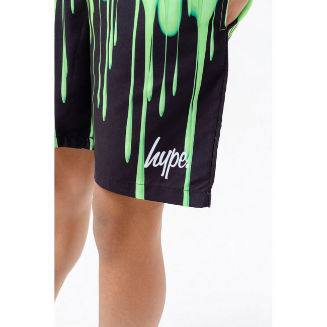 Lime-Black - Side - Hype Boys Drips Swim Shorts