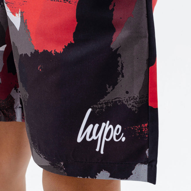 Red-Black-Grey - Side - Hype Boys Camo Swim Shorts