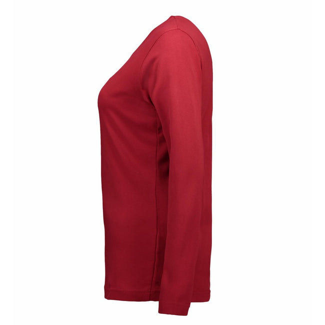 Red - Lifestyle - ID Womens-Ladies Fitted Long Sleeve Interlock T-Shirt