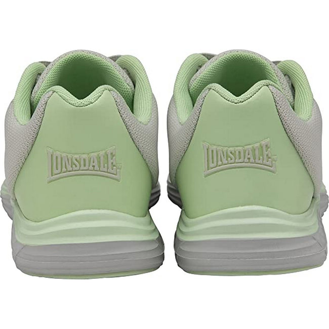 Arcade White-Patina Green - Back - Lonsdale Womens-Ladies Stamford Lace Up Trainers