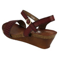 Wine - Lifestyle - Down To Earth Womens-Ladies Mid Wedge Punched Upper Sandals