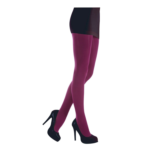 Plum - Back - Silky Womens-Ladies Opaque Luxury Soft 80 Denier Tights (1 Pair)