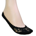 Black - Back - Silky Womens-Ladies Lace Cushion Footlets (1 Pair)