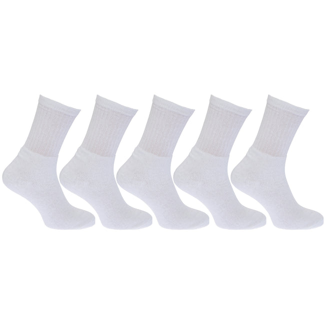 White - Front - Mens Cotton Rich Sports Socks (Pack Of 5)