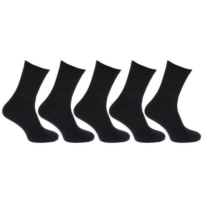 Black - Front - Mens Cotton Rich Sports Socks (Pack Of 5)