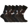Black-Charcoal-Navy - Front - Aler Mens Non Elastic Argyle Calf Socks (6 Pairs)