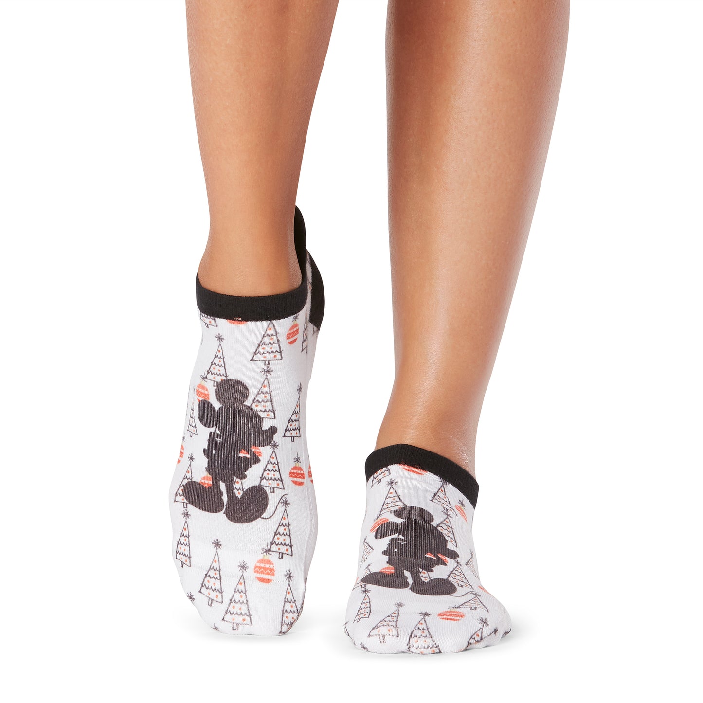 White-Black - Back - Tavi Noir Womens-Ladies Savvy Holly Jolly Mickey Mouse Gripped Socks