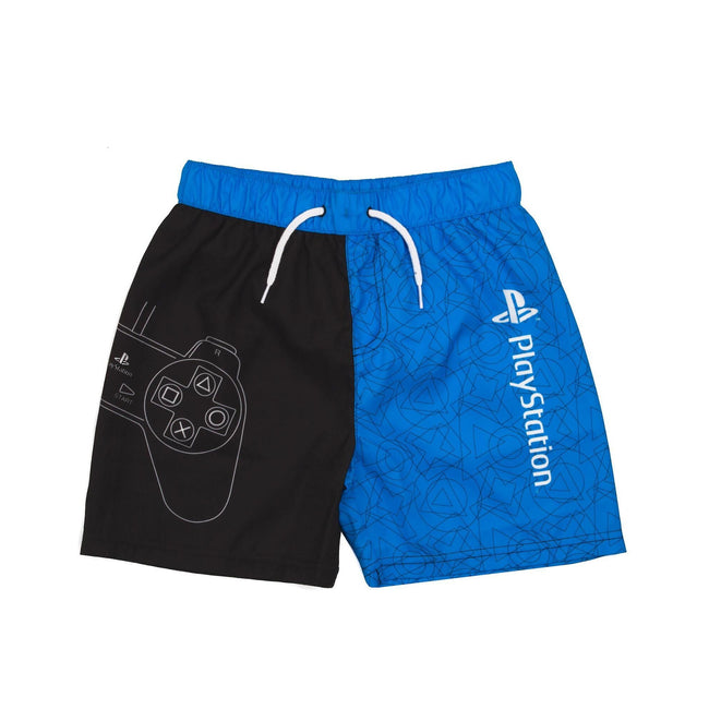 Blue-Black - Front - Playstation Boys Swim Shorts