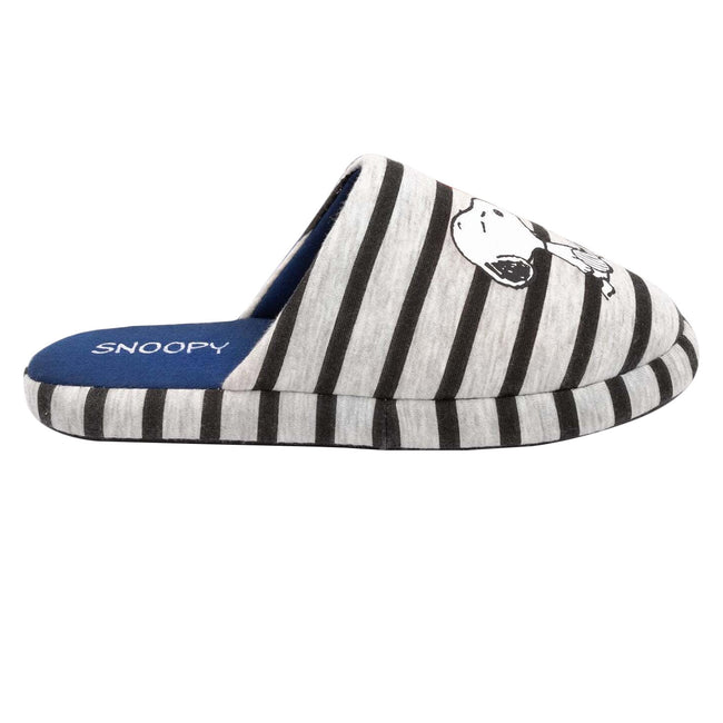 Grey-Black - Back - Peanuts Womens-Ladies Snoopy Slippers