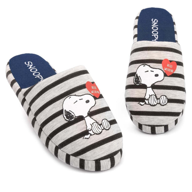 Grey-Black - Lifestyle - Peanuts Womens-Ladies Snoopy Slippers