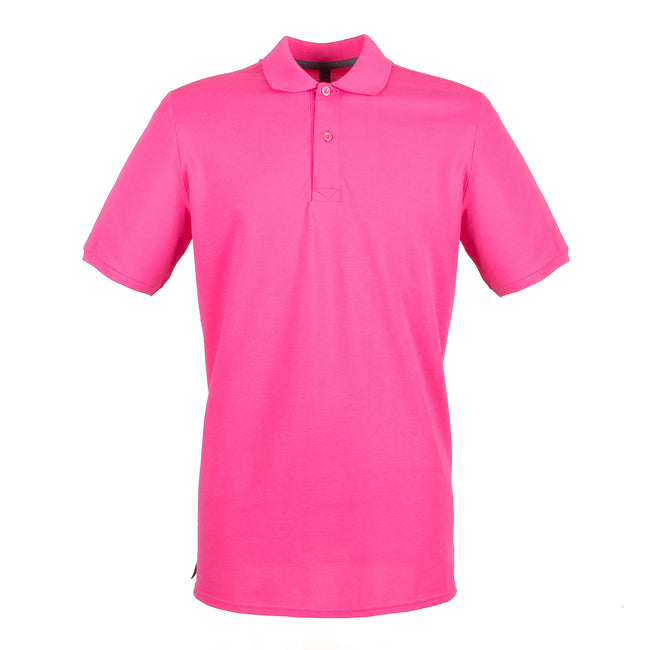 Fuchsia - Front - Henbury Mens Modern Fit Cotton Pique Polo Shirt