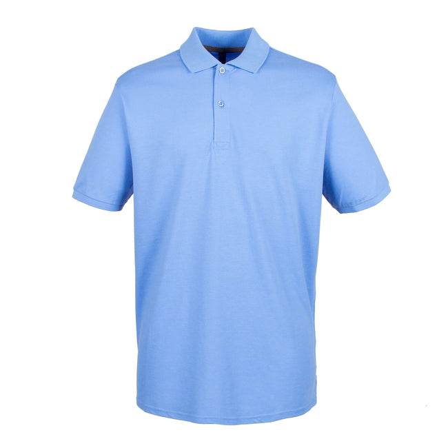 Mid Blue - Front - Henbury Mens Modern Fit Cotton Pique Polo Shirt