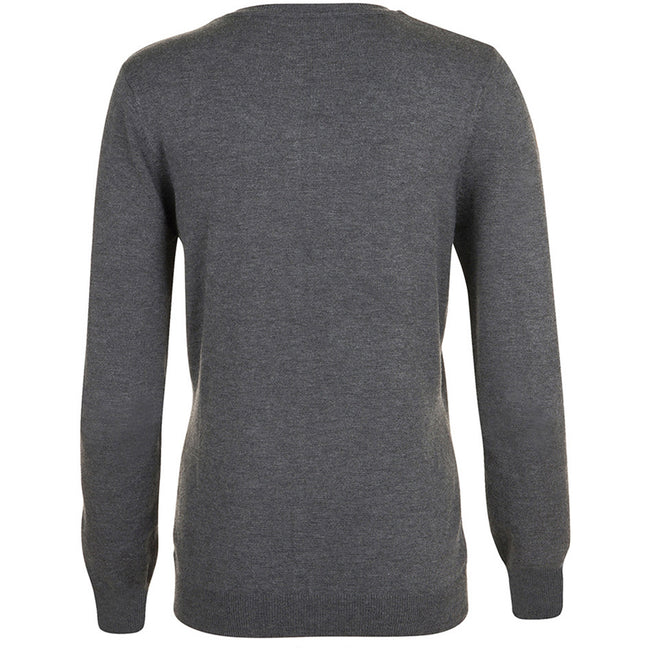 Charcoal Marl - Back - SOLS Womens-Ladies Griffith V Neck Long Sleeve Cardigan