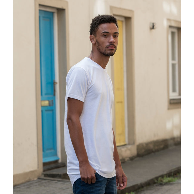 Solid White - Back - AWDis Just Ts Mens Westcoast Long Line T-Shirt