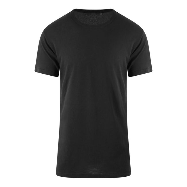Solid Black - Front - AWDis Just Ts Mens Westcoast Long Line T-Shirt