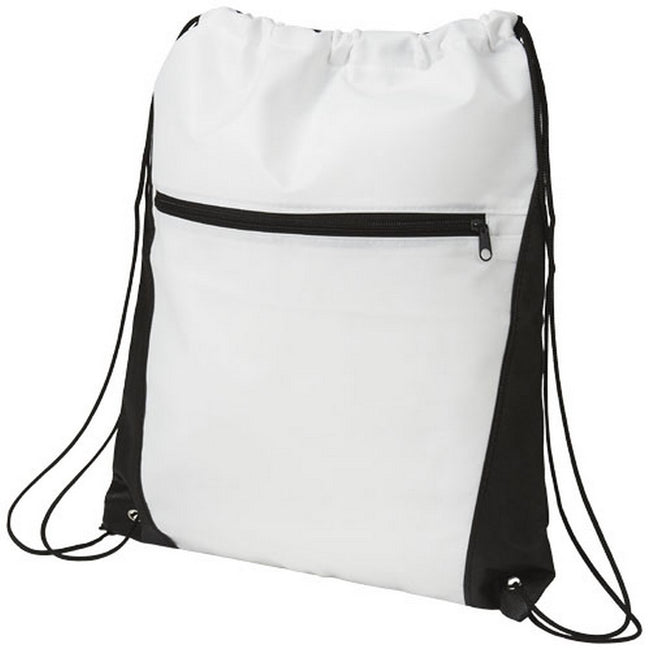 White-Solid Black - Front - Bullet Contrast Non Woven Drawstring Backpack