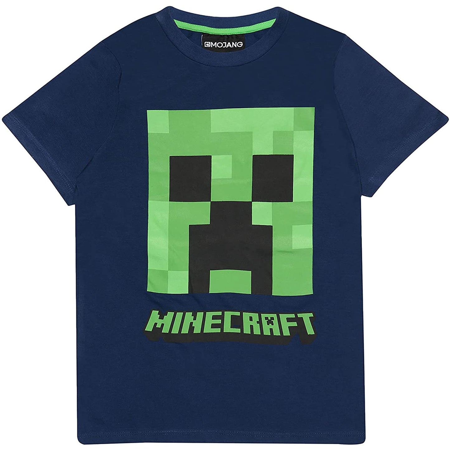 Blue-Heather Grey-Green - Back - Minecraft Boys Creeper Pyjama Set