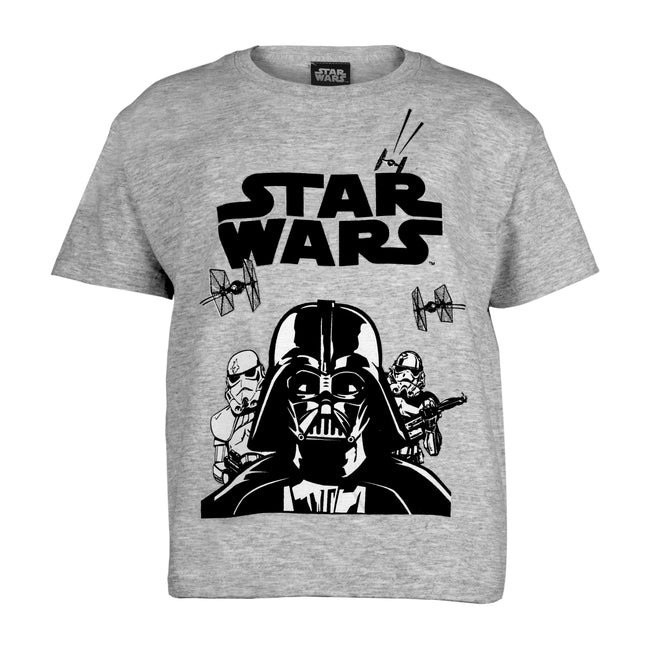 Heather Grey - Side - Star Wars Girls Darth Vader Stormtrooper T-Shirt