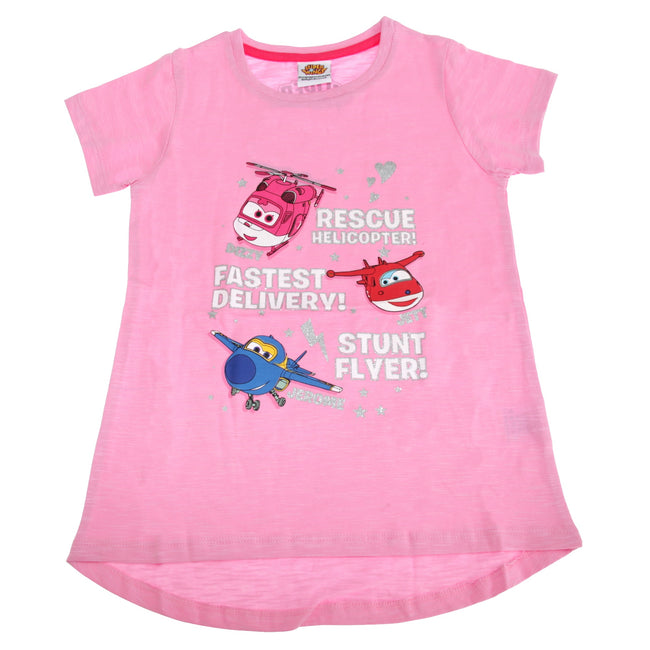 Pink - Side - Super Wings Toddler Girls Jerome Donnie And Jett Character T-Shirt