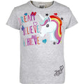 Grey - Back - Jojo Siwa Childrens Girls Dream Believe Achieve Unicorn T-Shirt