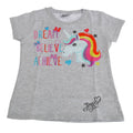Grey - Front - Jojo Siwa Childrens Girls Dream Believe Achieve Unicorn T-Shirt