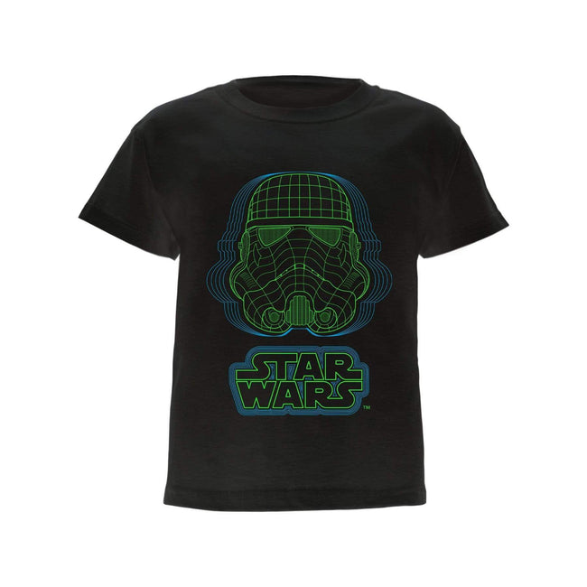 Black - Side - Star Wars Girls Wireframe Stormtrooper Helmet T-Shirt