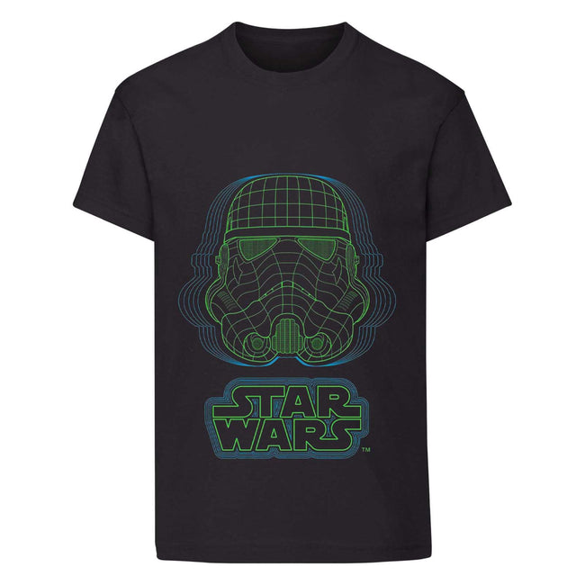Black - Front - Star Wars Boys Wireframe Stormtrooper Helmet T-Shirt