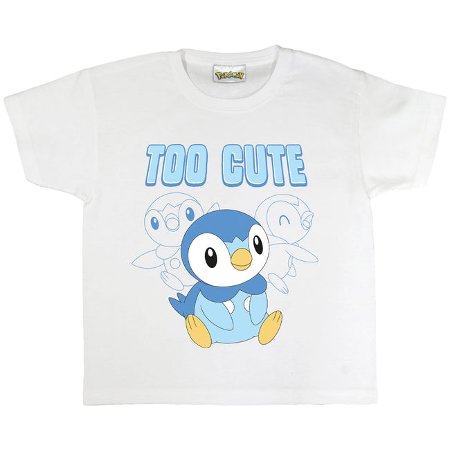 White - Side - Pokemon Girls Too Cute Piplup T-Shirt