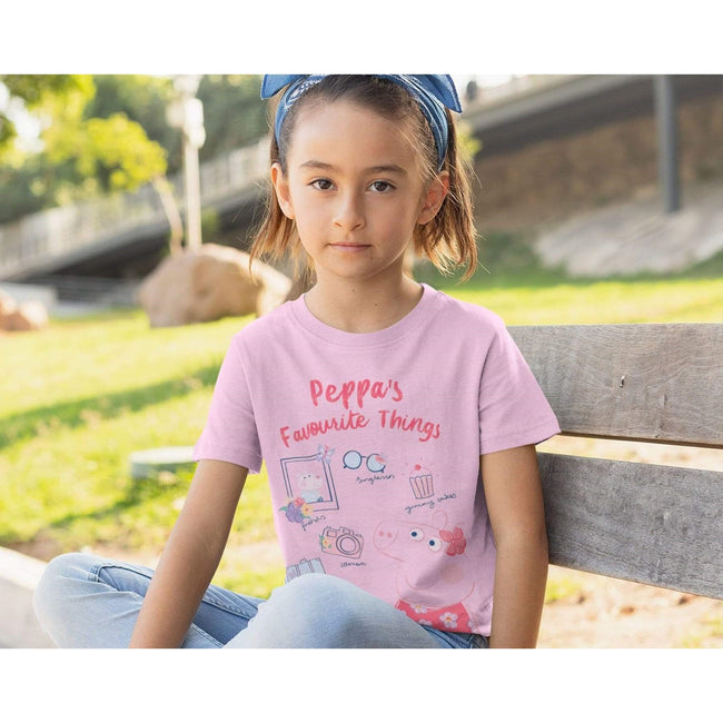 Pale Pink - Side - Peppa Pig Girls Favourite Things T-Shirt