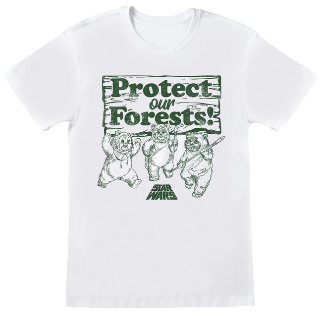 White - Front - Star Wars Mens Protect Our Forests Ewok T-Shirt