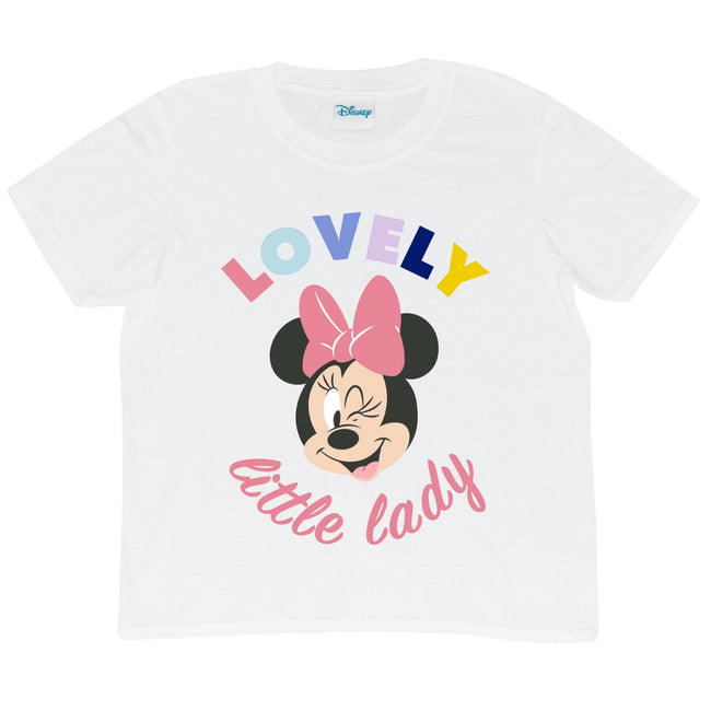 White - Side - Disney Girls Lovely Little Lady Minnie Mouse T-Shirt