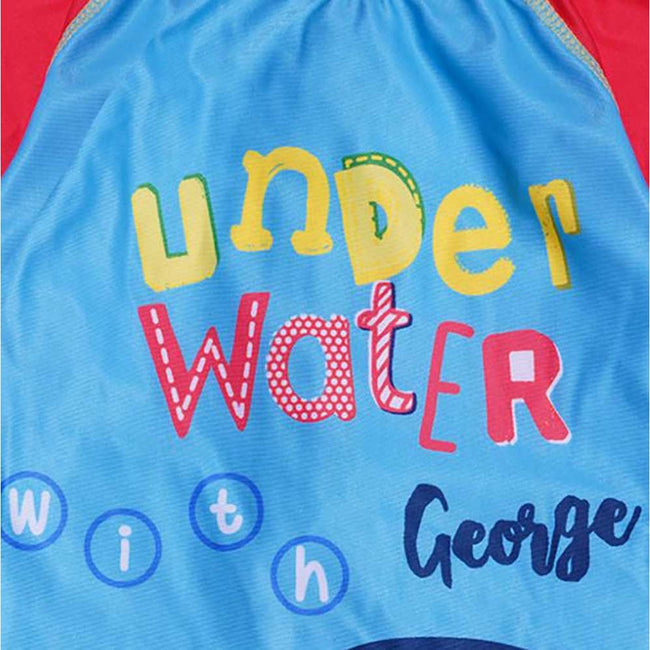 Blue-Red - Back - Peppa Pig Baby Boys Under Water George Pig One Piece Swimsuit