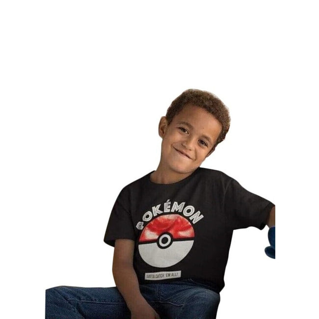 Black - Back - Pokemon Boys Catch Em All Pokeball T-Shirt