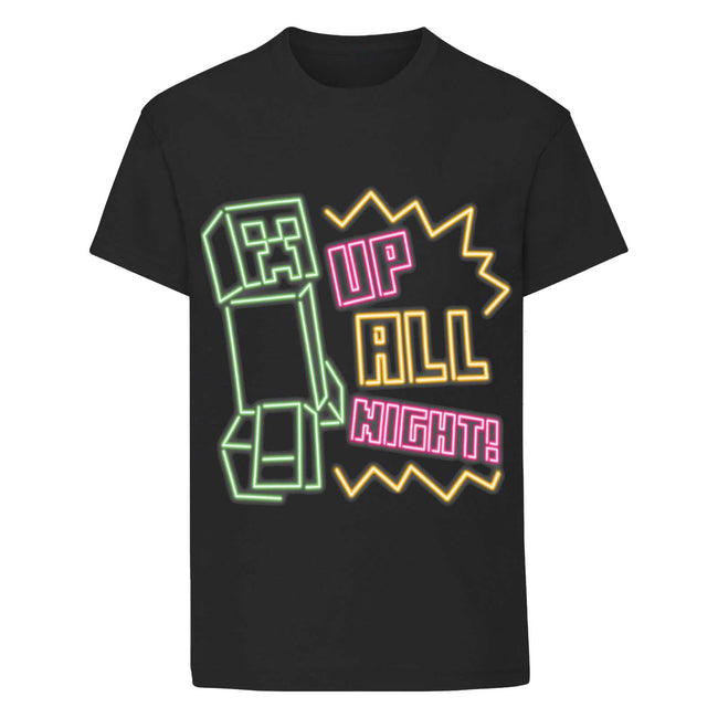 Black - Front - Minecraft Boys Up All Night T-Shirt
