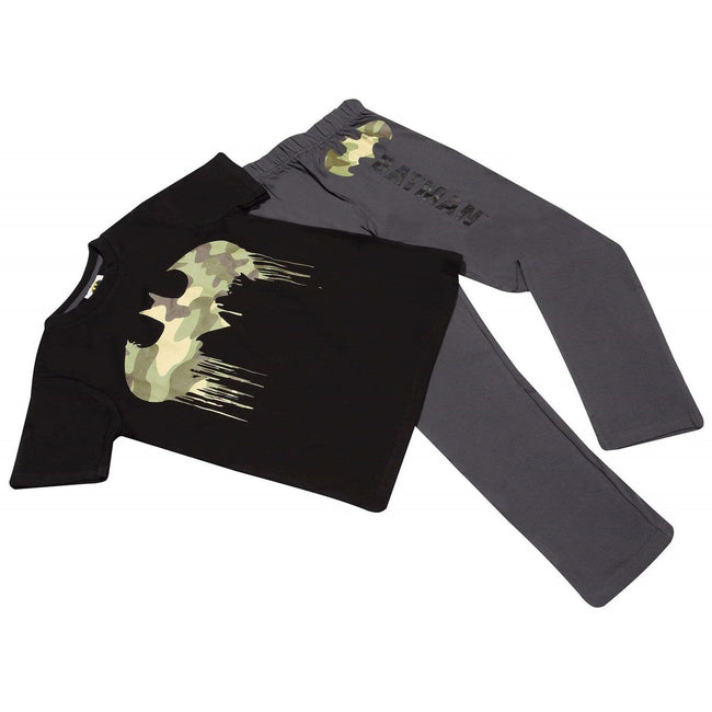 Black-Charcoal - Side - DC Comics Boys Batman Camo Logo Pyjama Set