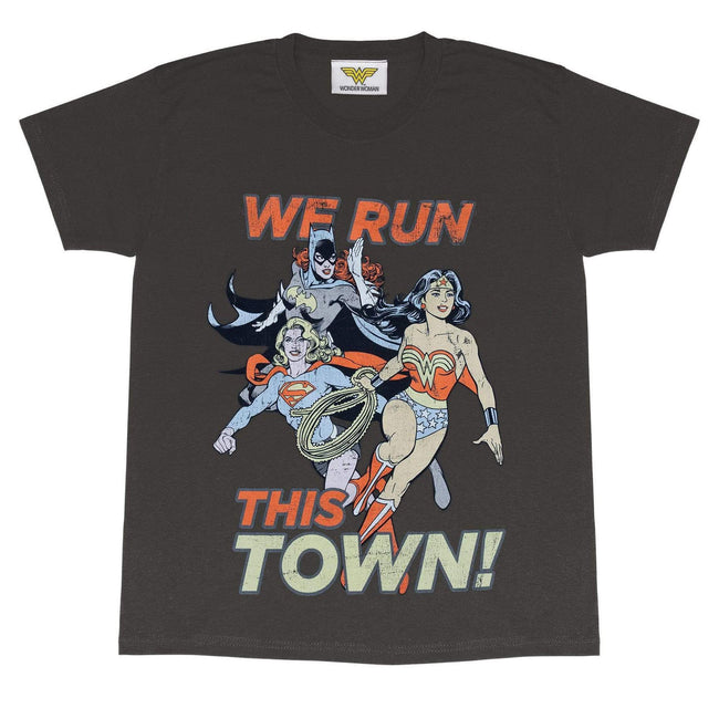 Charcoal - Front - DC Comics Womens-Ladies We Run This Town Wonder Woman Boyfriend T-Shirt