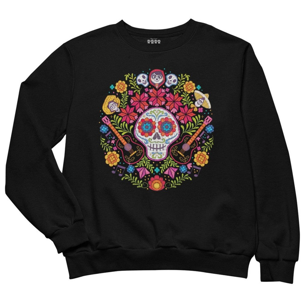 Black - Front - Coco Womens-Ladies Day Of The Dead Boyfriend Sweatshirt