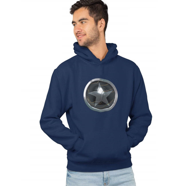 Navy - Side - Marvel Mens The Winter Soldier Emblem Hoodie